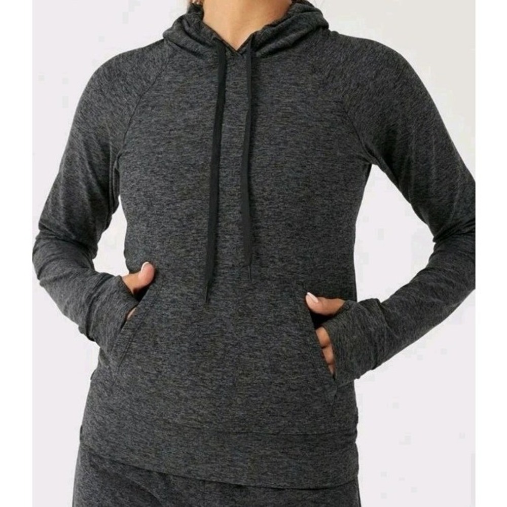 Outdoor Voices CloudKnit Hoodie Charcoal Gray Heathered Pullover Small